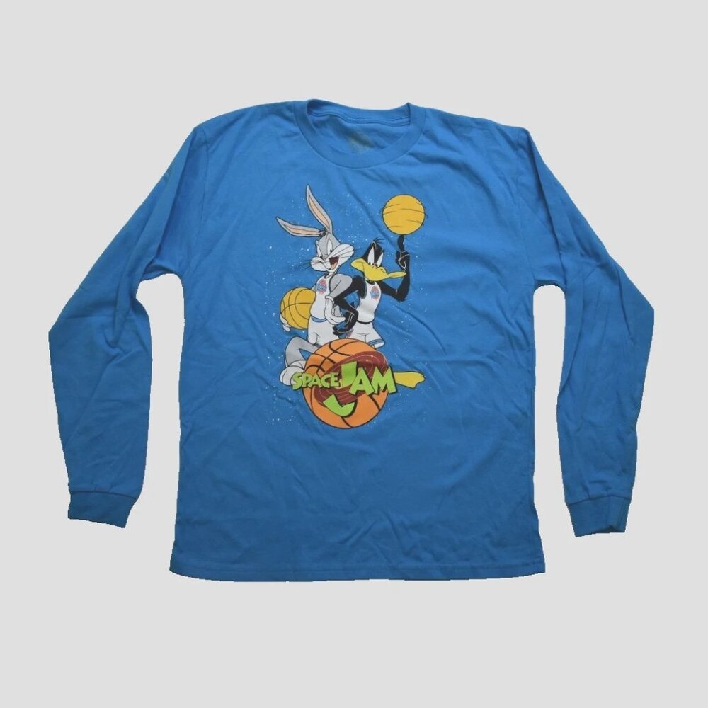 Space Jam Youth Boys Bugs Bunny & Daffy Duck Long Sleeve Shirt New Medium